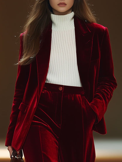 Blazer Rétro en Velours – Expédition Rapide en 24 Heures, avec Poches Pratiques