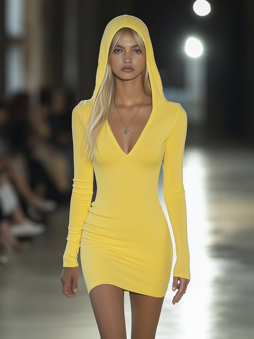 Robe T-shirt Mini à Capuche Slim Fit - Mode Décontractée, Expédition en 24h !