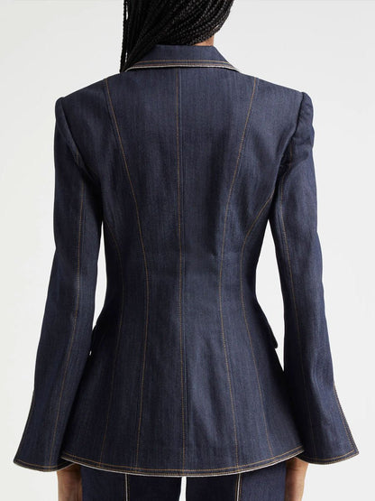 Veste en Jean Slim Fit à Manches Cloches et Fente - Livraison Rapide en 24 Heures