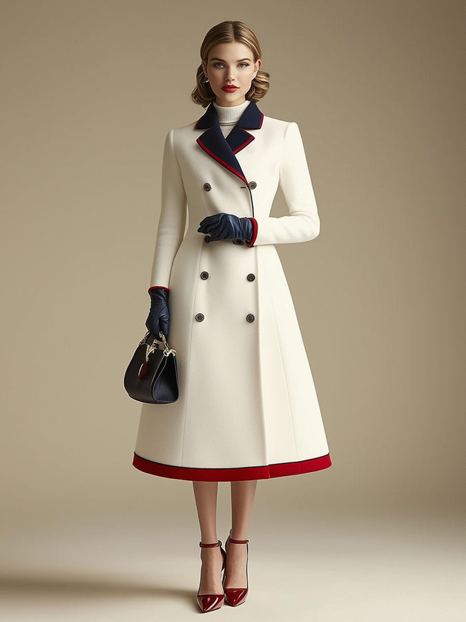 Chic Manteau Long Coloré à Double Boutonnage - Expédition en 24 Heures!