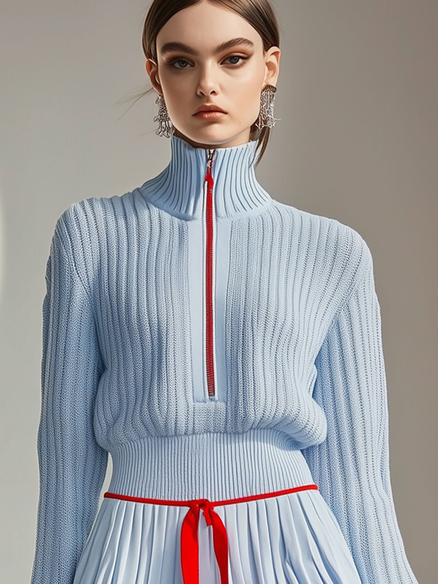 Ensemble Sportif en Tricot à Col Montant avec Zip - Expédition Rapide en 24 Heures!