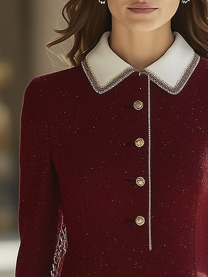 Robe de Luxe Rétro Élégante avec Ourlet Contrasté - Livraison en 24 Heures