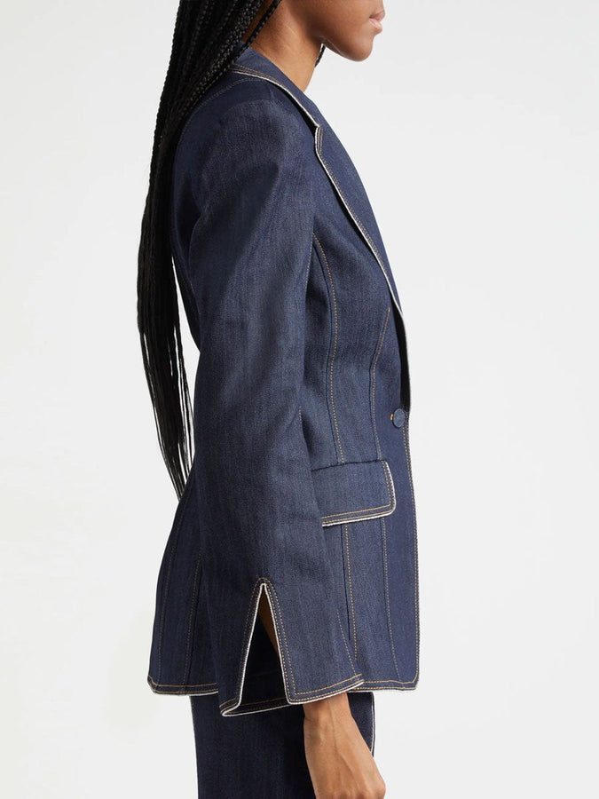 Blazer en Denim Évasé Slim Fit à Manches Cloches - Livraison Rapide en 24 Heures
