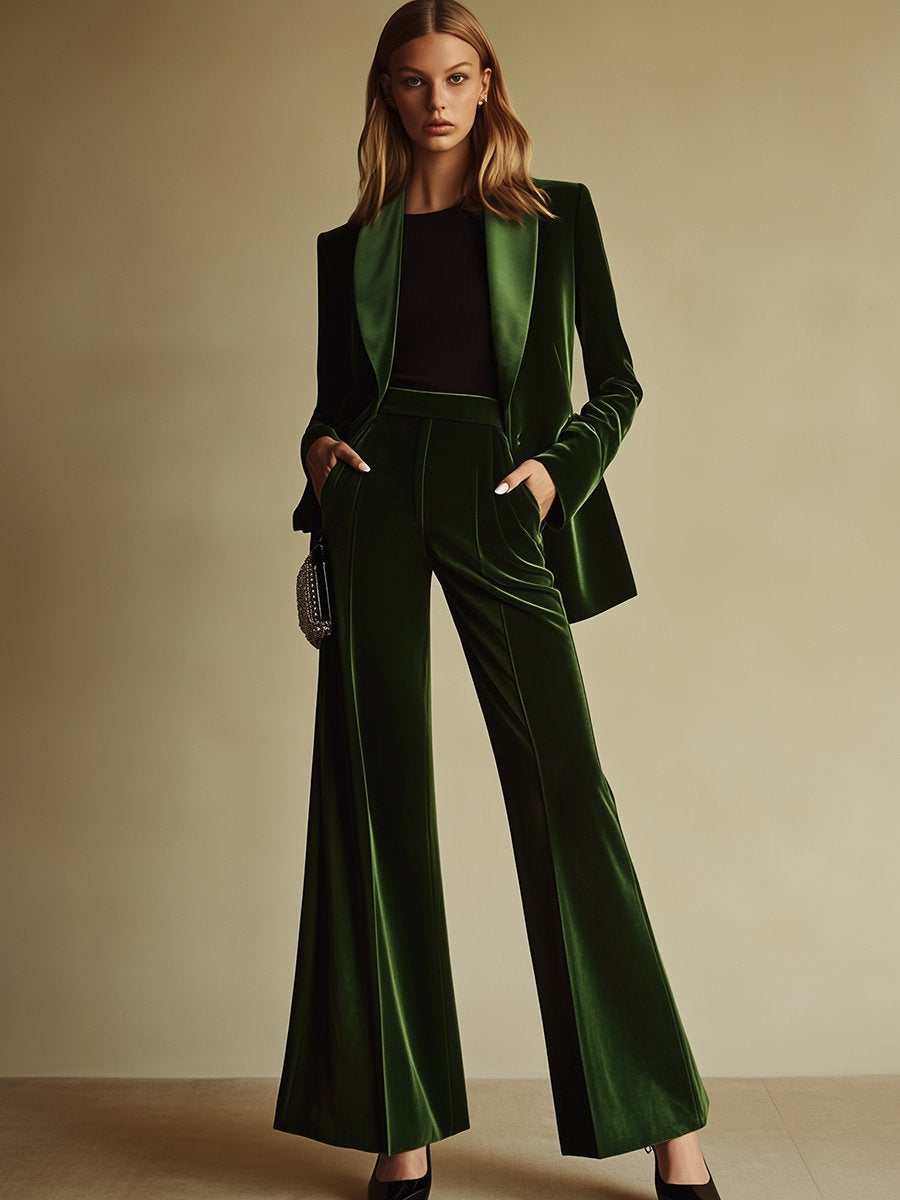 Luxurious Retro Green Velvet Ensemble