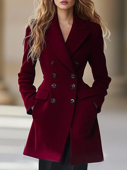 Élégant Manteau à Revers Taille Haute - Expédition Rapide en 24 Heures