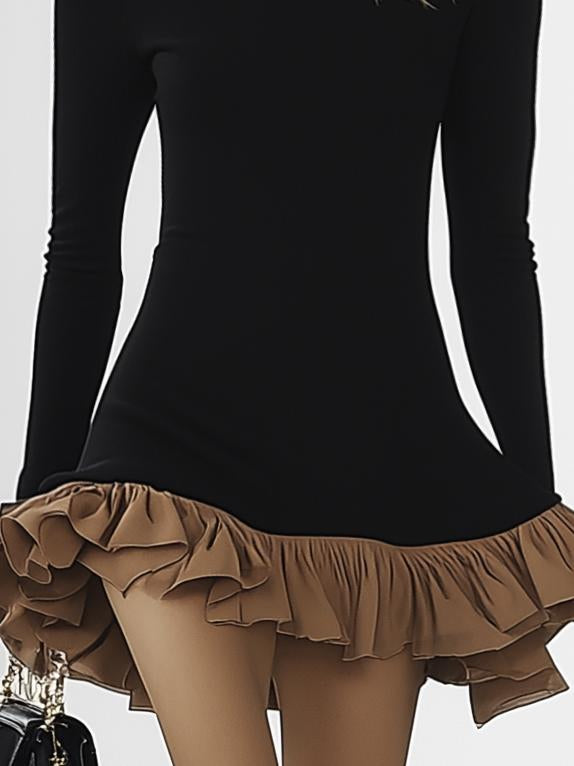 Robe Mini à Manches Longues avec Volants - Expédition Rapide en 24 Heures !