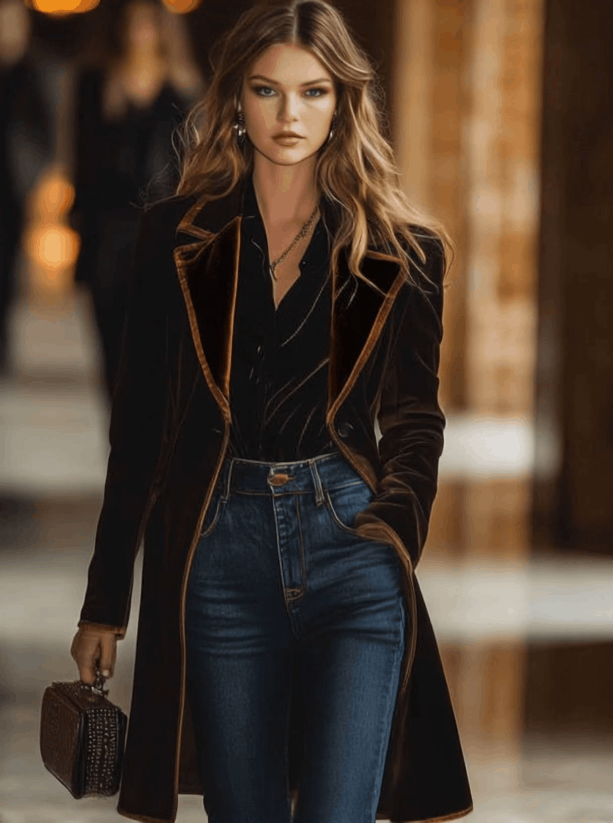 Veste Vintage en Velours Ample avec Col et Poches - Style Décontracté à Blocs de Couleurs