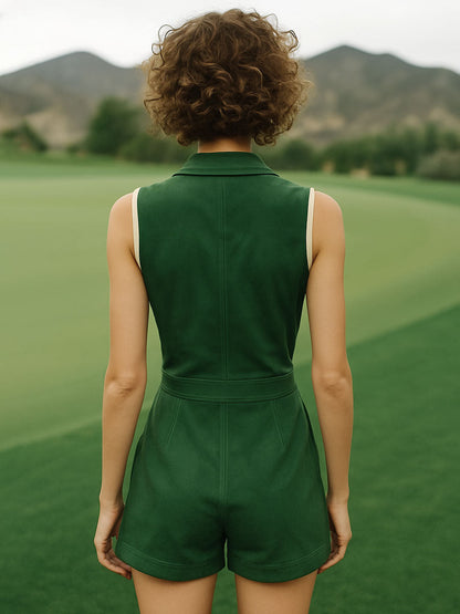 【Expédition rapide en 24h】Combinaison sans manches en suède avec zip et poches pratiques