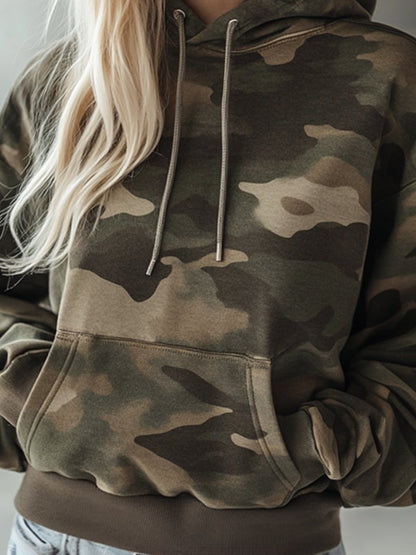 【Expédition en 24h】Sweat à Capuche Camouflage Vintage Décontracté avec Poche