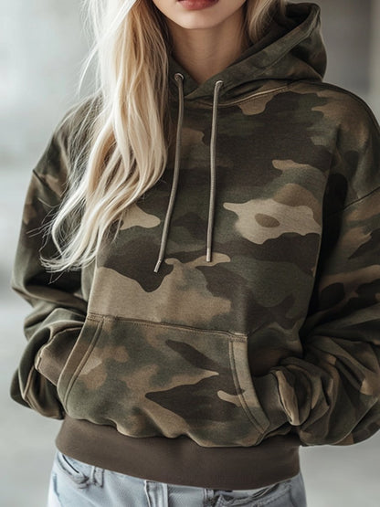 【Expédition en 24h】Sweat à Capuche Camouflage Vintage Décontracté avec Poche