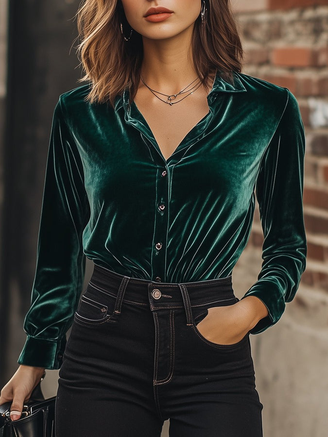 Chemise en Velours Rétro Décontractée - Livraison Rapide en 24 Heures !