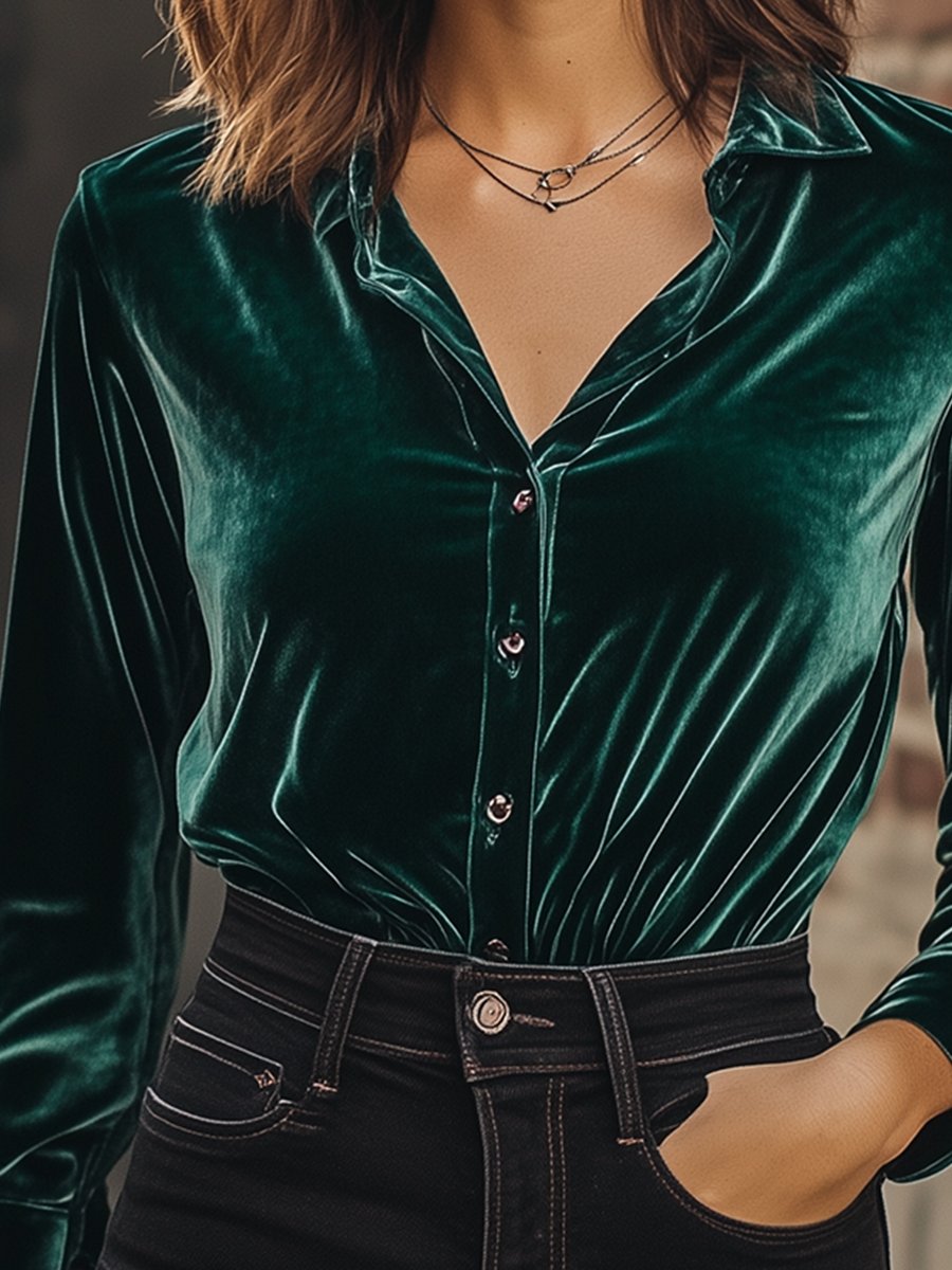 Chemise en Velours Rétro Décontractée - Livraison Rapide en 24 Heures !